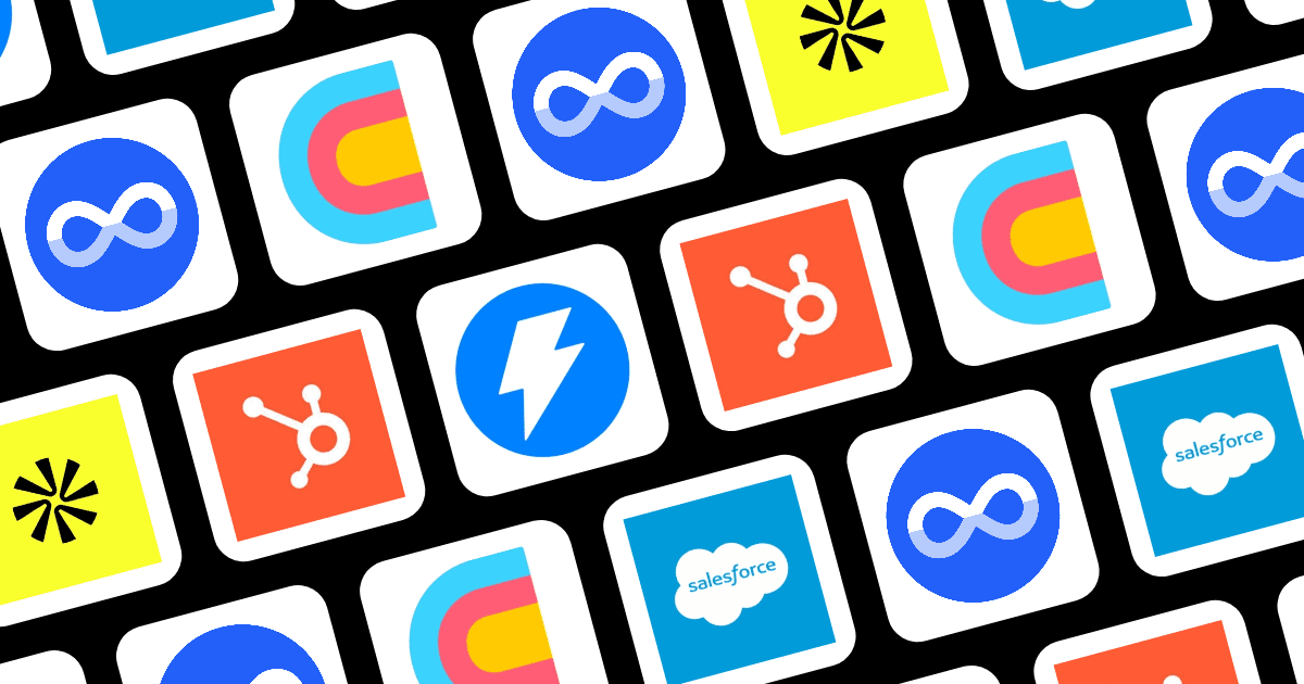 Grid of lead generation company logos including Apollo, Clay, Instantly, HubSpot, Salesforce, and Nivaloq