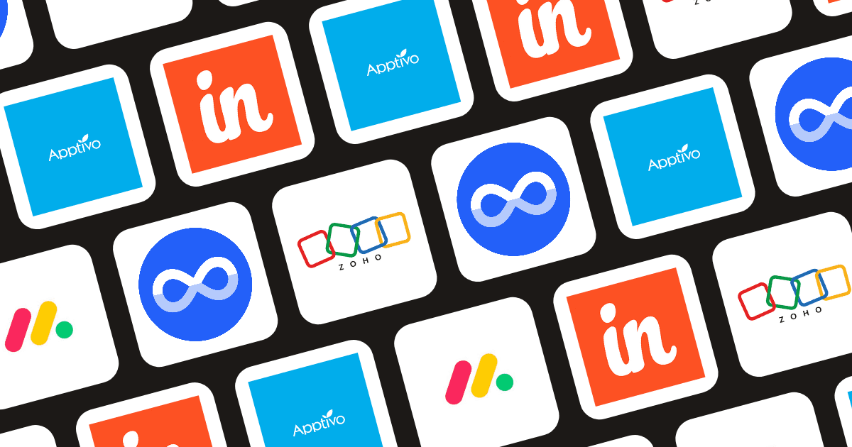 Logos of Insightly, Zoho CRM, monday.com, Apptivo, and Nivaloq representing top CRM alternatives.