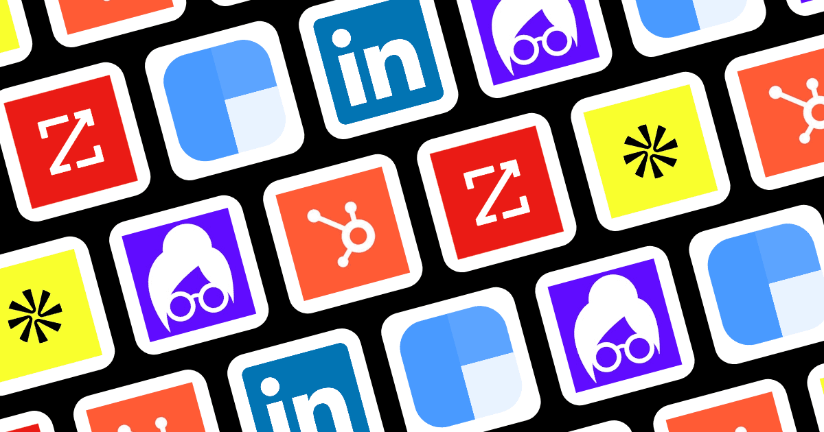 BuiltWith alternatives for B2B lead gen: Apollo, ZoomInfo, Clearbit, HubSpot, Lusha, and LinkedIn logos