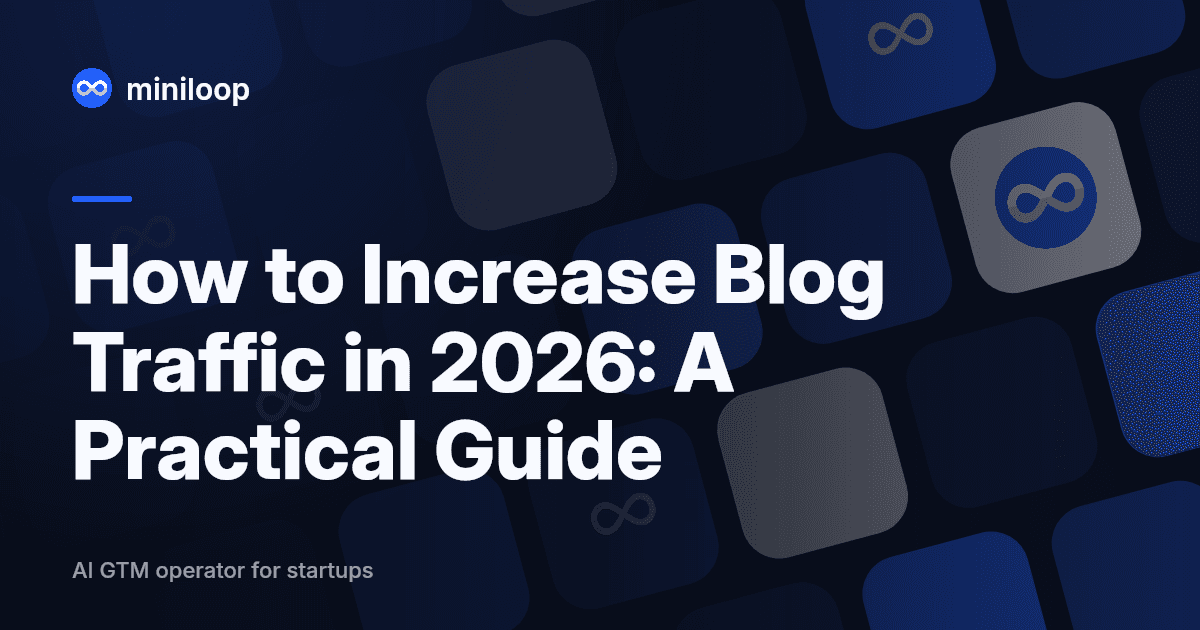 A startup founder reviewing blog analytics with traffic metrics and SEO data on screen