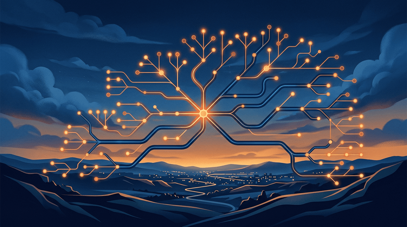LinkedIn Ads strategy for B2B SaaS — stylized network graph illustration